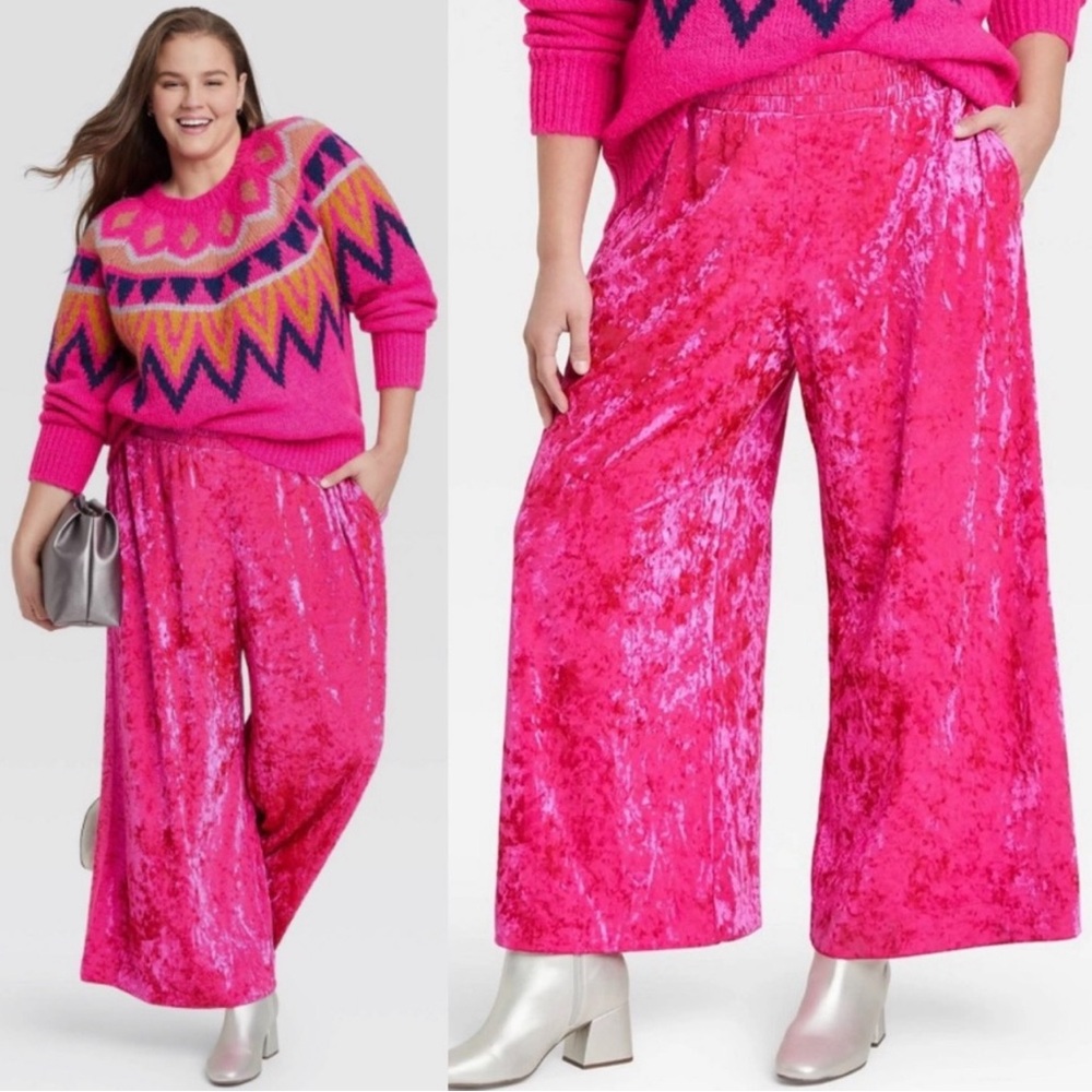 Pink velvet pants!